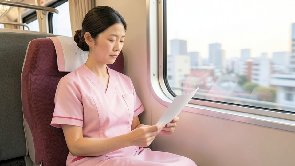 埼玉県の医療機関で採用選考の案内を確認する助産師のイメージ