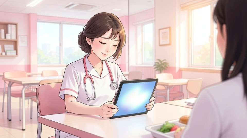 静岡県の医療機関で採用選考の案内を確認する助産師のイメージ